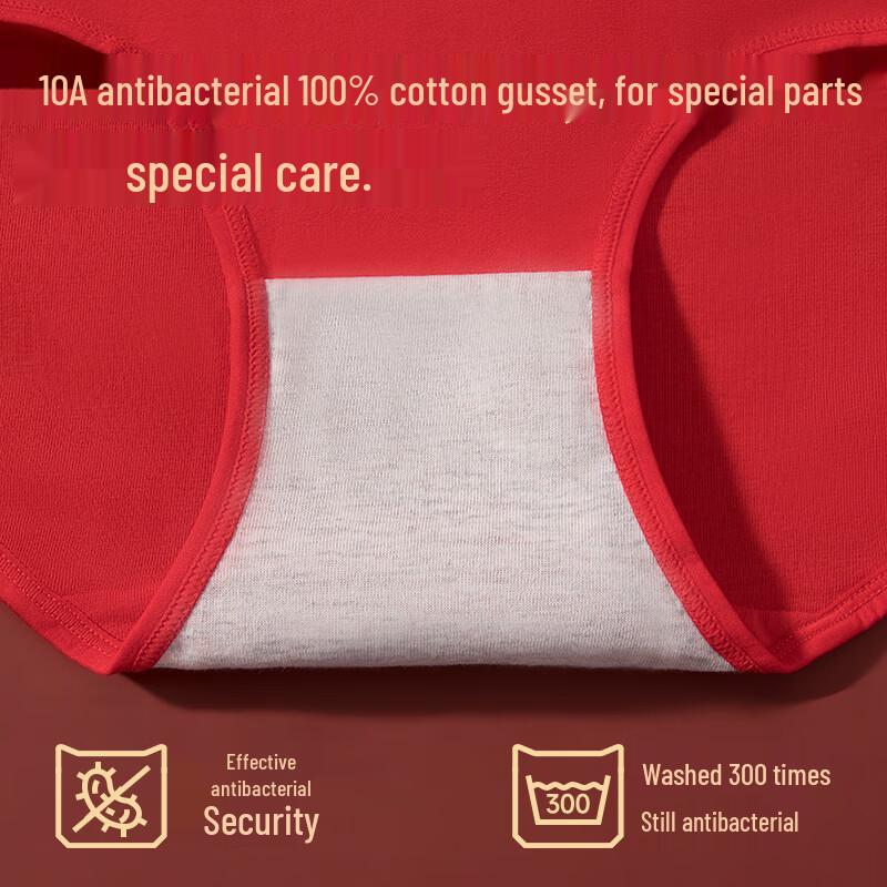 MIIOW Women's Lucky Red High-Waist Antibacterial Underwear 4-Pack