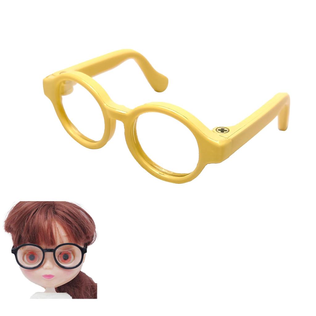 DOYOUCOTO Glasses Plush Doll, Chibi Plush, Oshikatsu, Round Glasses, Mini Doll Parts, Small Plush Toy, Pet Figure, Handmade Material (Macaron Yellow,