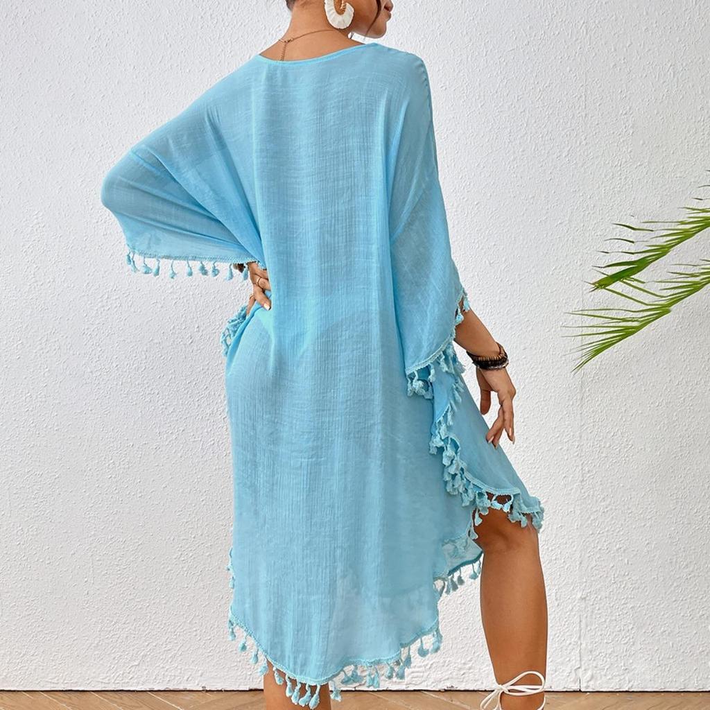 Beach Skirt, New Style, Beach Cover Shirt, Crochet, Patchwork, Tassel, Swimsuit Outerwear