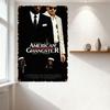 American Gangster Vintage Metal Tin Sign, Denzel Washington & Russell Crowe Crime Drama Poster, Rustic Aged Metal Border for Man