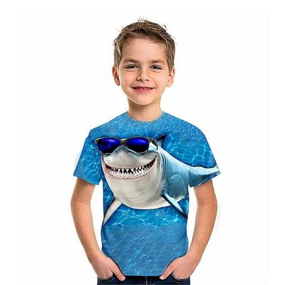 Lato Nowe Dzieci Krótki Rękaw T-shirt Druk Rekina Olbrzymiego z Głębin Morskich Dziecięcy Top Chłopcy Dziewczynki T-shirty Kreskówkowy Casualowy T-shirt dla Dziecka