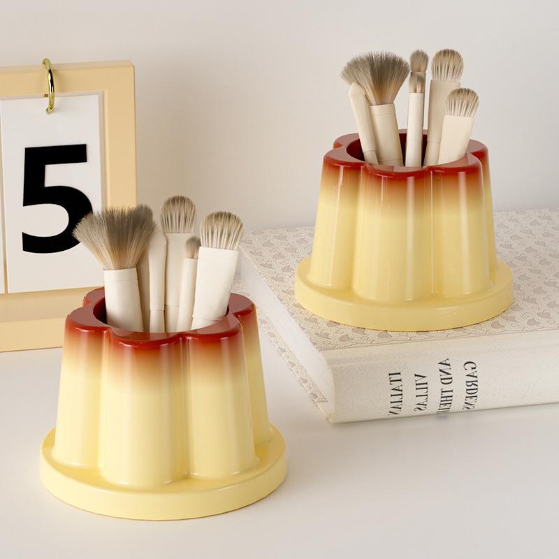 Kreativer Pudding Stifthalter Niedliche Geleeform Schreibtisch Organizer für Make-up Pinsel Büro Student Geschenk Gelb Tragbares Design