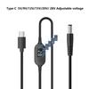 Type-C To DC Upgraded with Multifunctional Automatic Adjustment Charging Cable of 1mm Voltage Levels: 5V/9V/12V/15V/20V/28V
