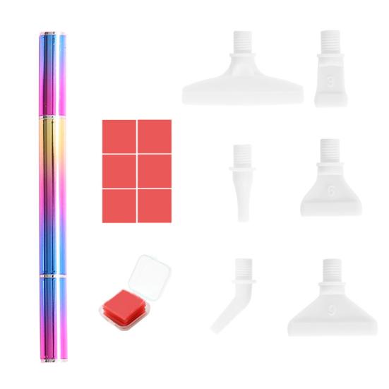 1 set set de instrumente pentru pictura cu strasuri, prindere confortabilă, pix de găurit cu fir colorat, cu capete de schimb pentru bricolaj