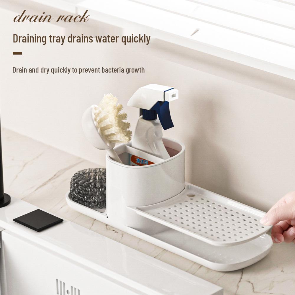 Japanese Dual-Use Kitchen Rack: Manual Soap & Hand Sanitizer Dispenser