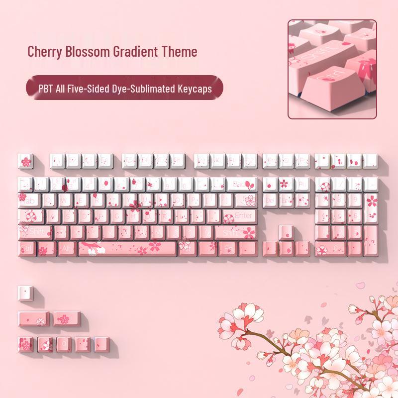 PBT Dye-Sublimation Sakura Cartoon Keycaps Set for Mechanical Keyboards 38*16*3 cm да