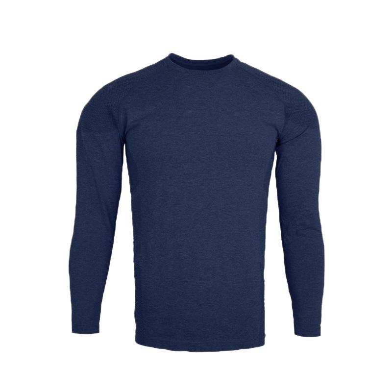 American Seamless Jacquard Muscle-Enhancing Long Sleeve Quick-Dry Slim Fit Round Neck Fitness Top