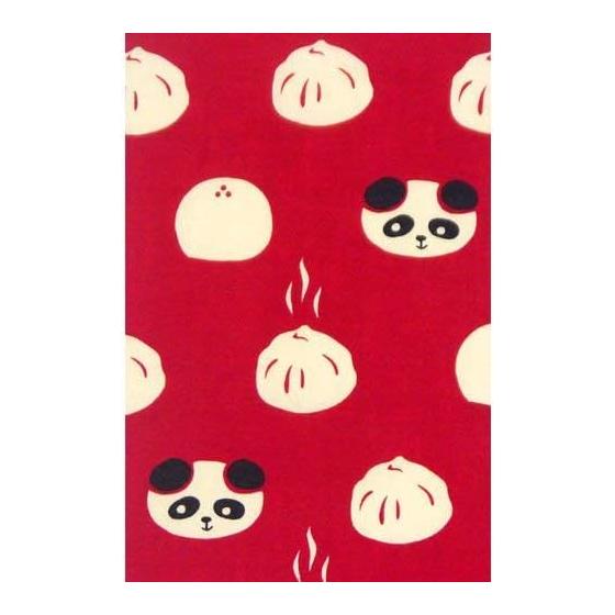 Hamamonyo Tenugui Yokohama Panda Red 100% Cotton 34cm x 90cm