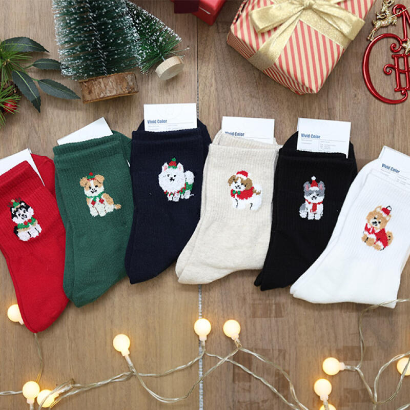 Santa Pet Christmas Socks white