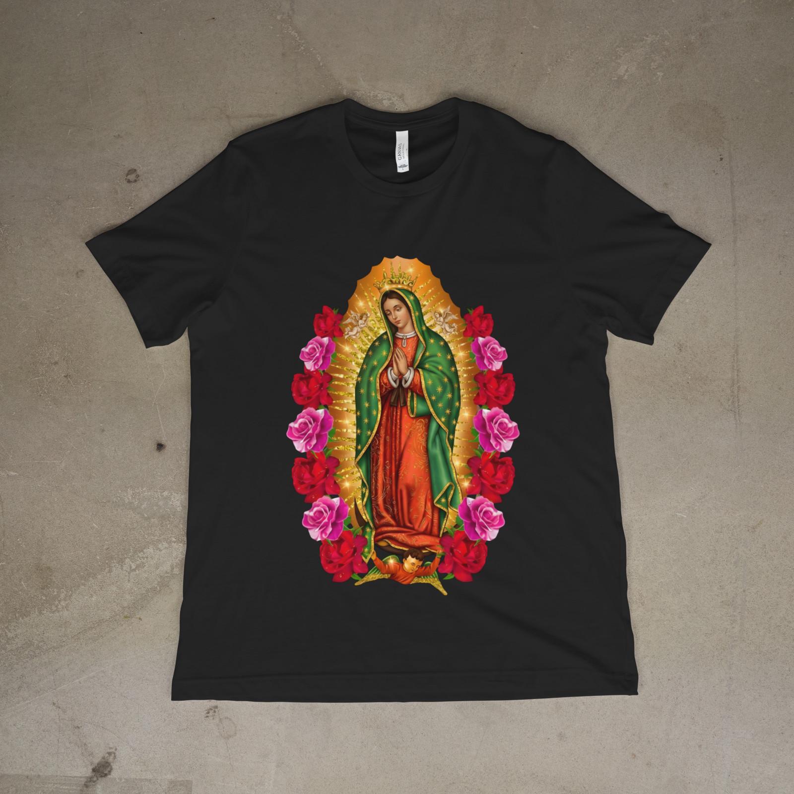 Our Lady of Guadalupe Virgin Mary Roses Religious Unisex T-Shirt L