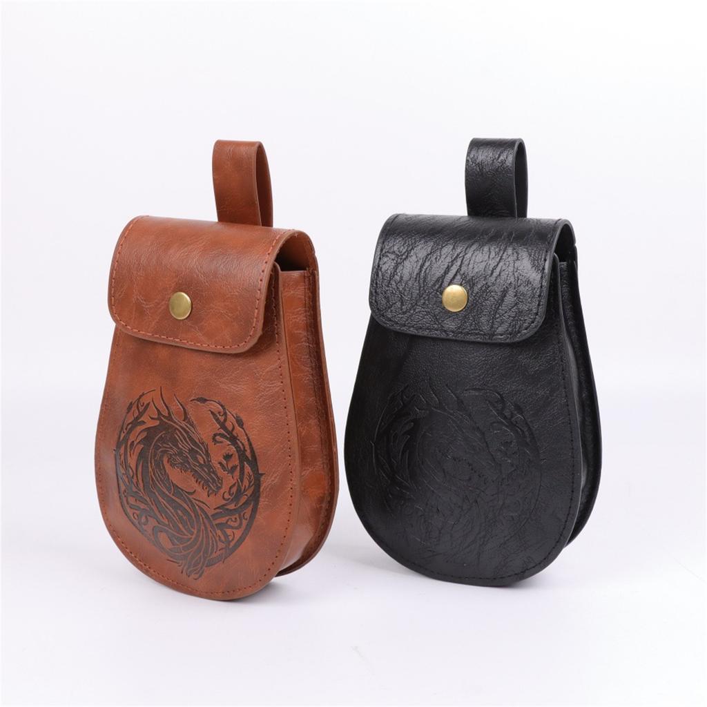 Medieval Belt Bag With Adjustable Strap For Coins Keys Essential PU Leather Waist Bag Unisex Cosplay Costume Accessory