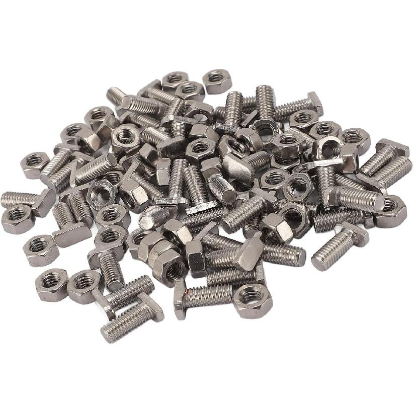 Greenhouse Nuts Bolts Set, 50Set Stainless Steel M6x14 Bolts and M6 Hexagonal Nut Greenhouse Nuts Screws Assortment Set Green House Accessories