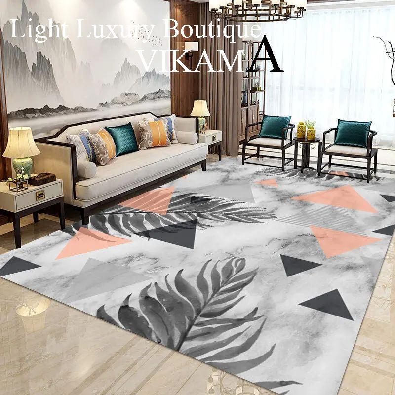 Crystal Velvet Light Luxury Household Carpet Living Room Study Bedroom Foot Mat Non-slip Dirty Resistant Washable Rug