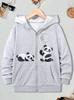 Kids Zip Up Hoodie Boys Girls Black Panda Print Fall Winter Sweatshirt Cute Cartoon Casual Long Sleeve Jacket Top Outfit Toddler
