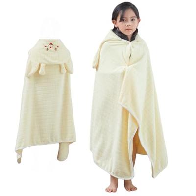 [Ishihara Liacceai] Kids' Bath Towel with Hood, Kids' Bathrobe, Children's Bath Poncho, Soft Button Closure, Absorbent, One-Piece Style, Sheep Design,