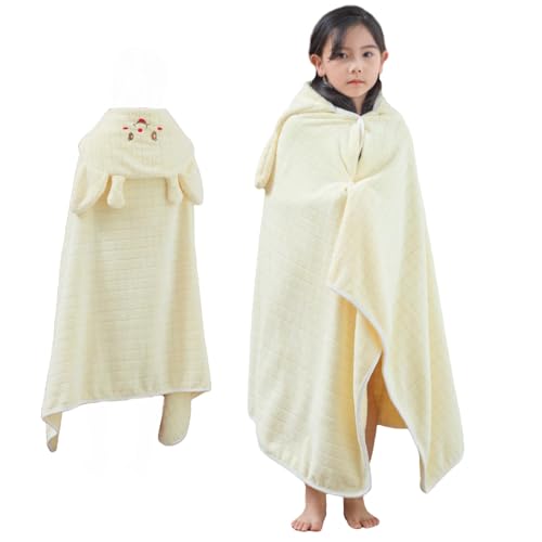 

[Ishihara liacceai] Kids Bath Towel with Hood, Kids Bathrobe, Children s Bath Poncho, Soft Button Closure, Absorbent, One-Piece Style, Sheep Design,