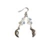 Bohemian Abstract Human Face Crescent Moon Irregular Crystal Moonstone Beads Dangle Earrings for Women Goth-themed Party Jewelry