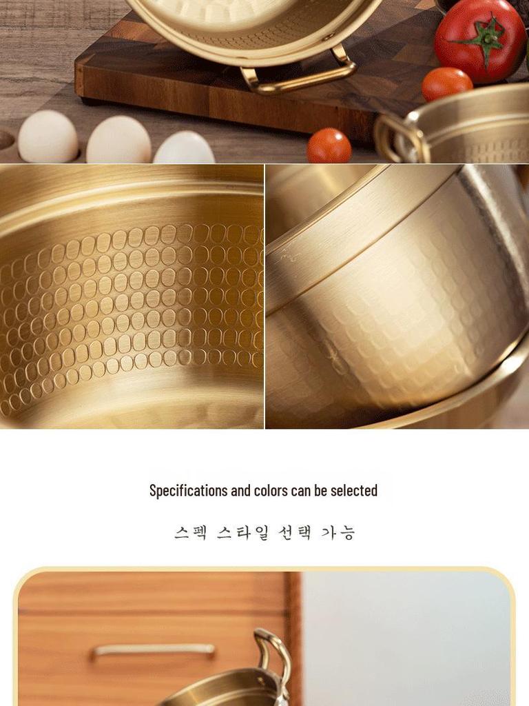 Korean Stainless Steel Mini Sukiyaki Pot with Lid - Double Ear for Luosifen & Instant Noodles