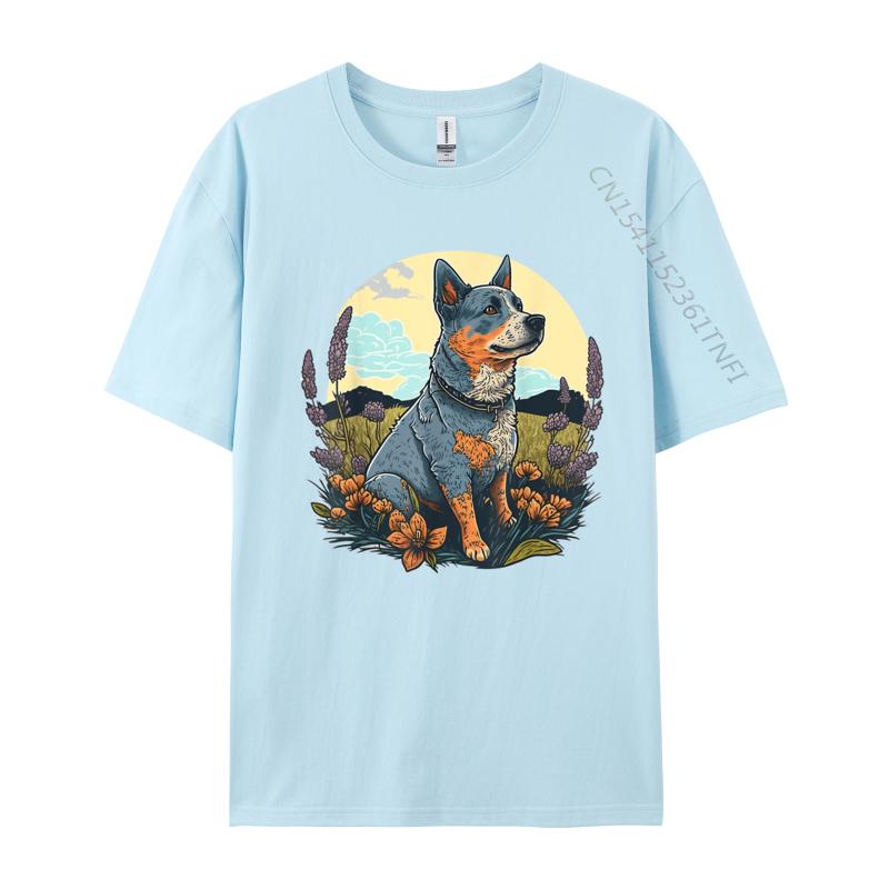 Cute Blue Heeler Dog Tshirt Kawaii Goth Printed On T Shirts Shirt For Men New Coming Cotton Slim Fit Tshirts