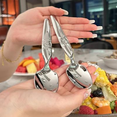 Stainless Steel Round Spoon Net Red Golden Dinner Long Handle Stirring Dessert Spoons For Kitchen Accessories Gadgets