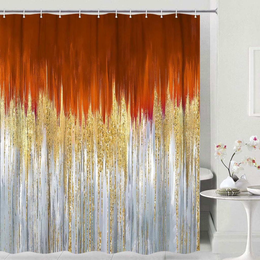 Abstract Shower Curtain Modern Bathroom Shower Curtain Set Beach Aesthetic Stripes Contemporary Minimalist Painting Fabric Shower Curtain Curtain
