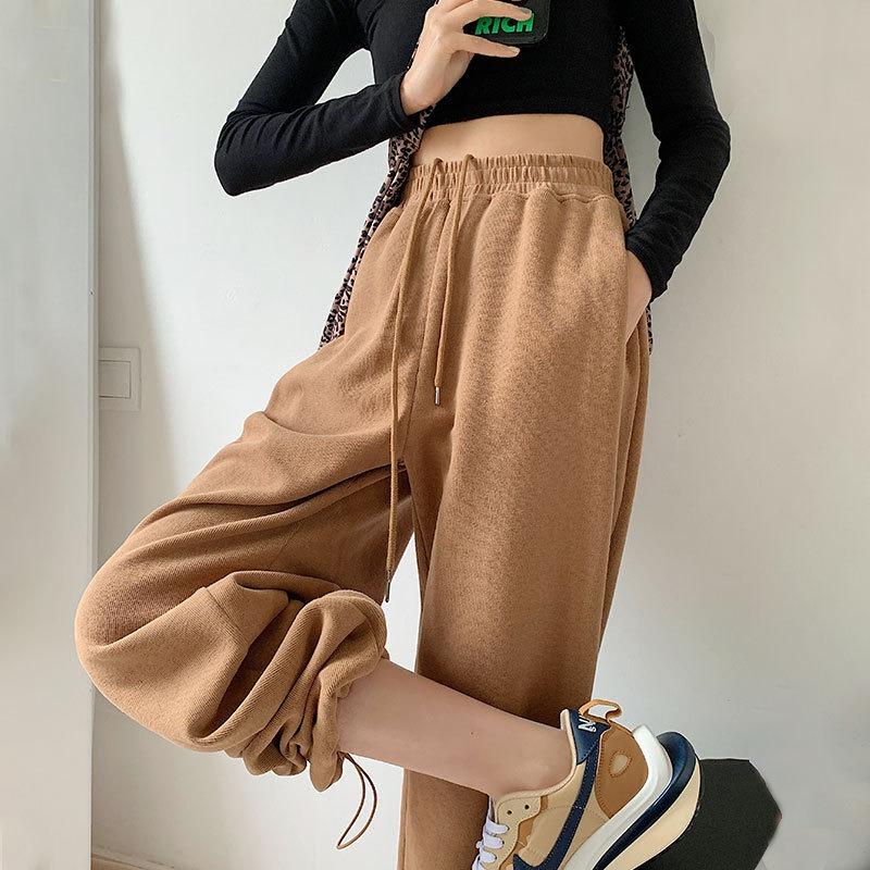 Sweatpants Women's Early Autumn Loose Drape Straight Tube Small Man Tied Feet Casual Sweatpants Narrow Wide-leg Pants