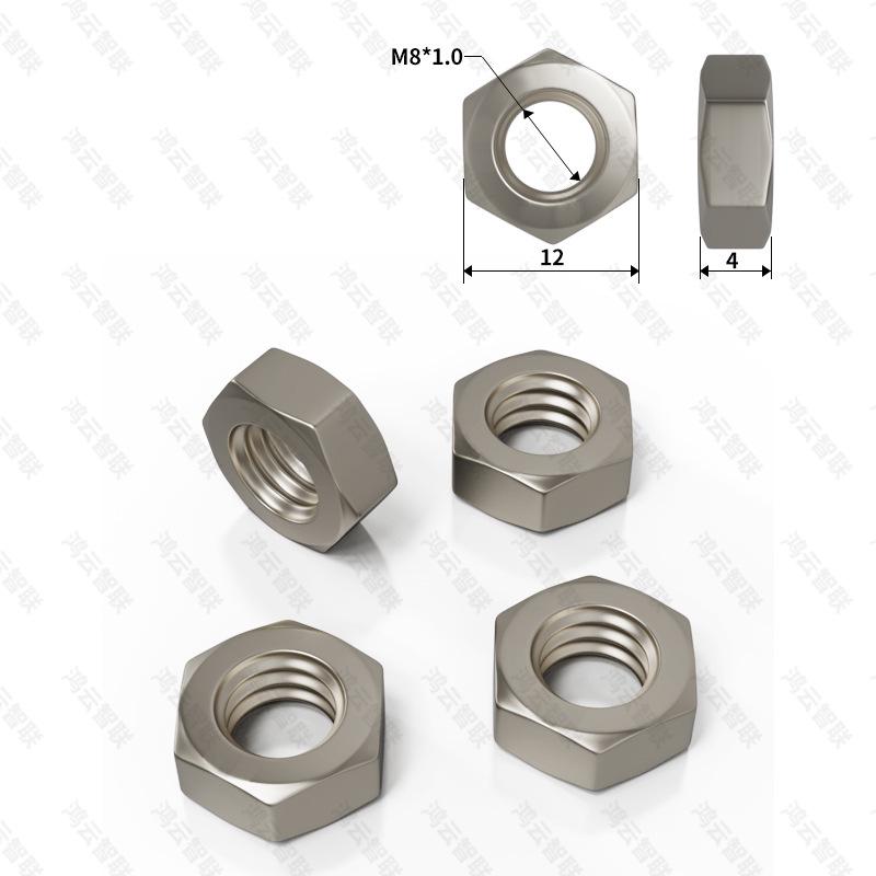 Gold-Plated Brass Hexagonal Nut - M2, M3, M4, M5, M8 Options Available