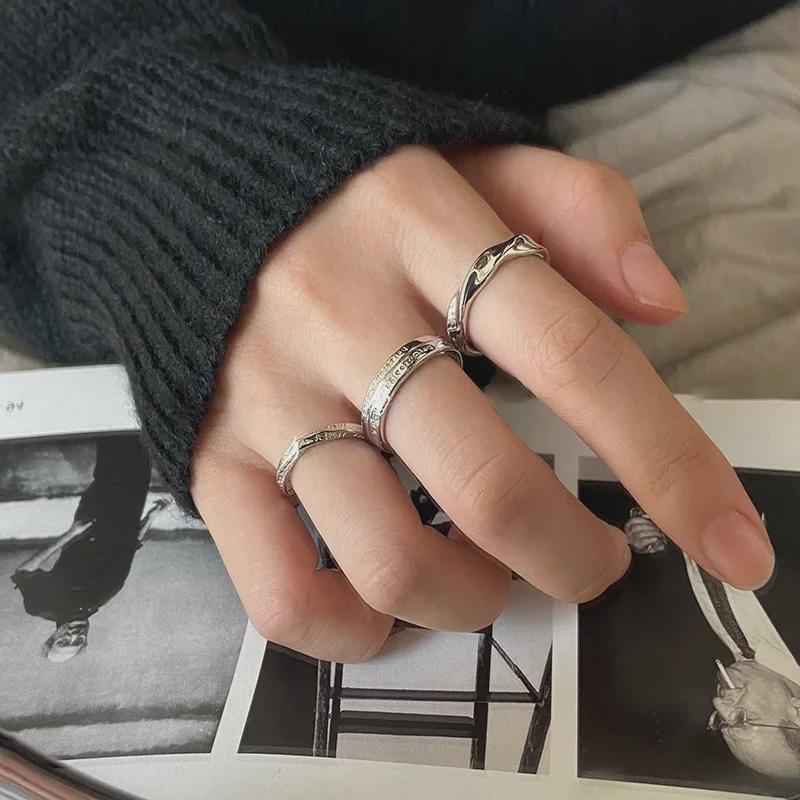 Silver Three-Piece Adjustable Ring Set: Simple & Versatile Fashion for Women