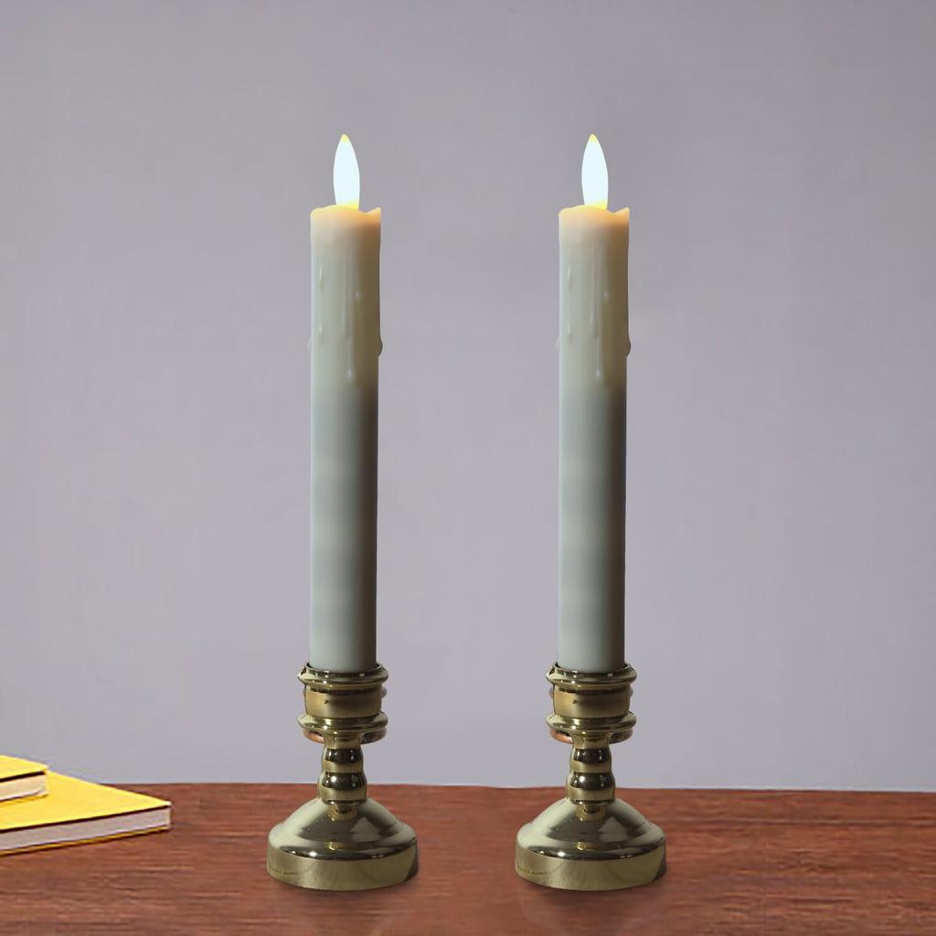 QBeau Electric Candles for Buddhist Altars, Set of 2, with Candlestick, LED Candles, Flameless, Safe and Secure