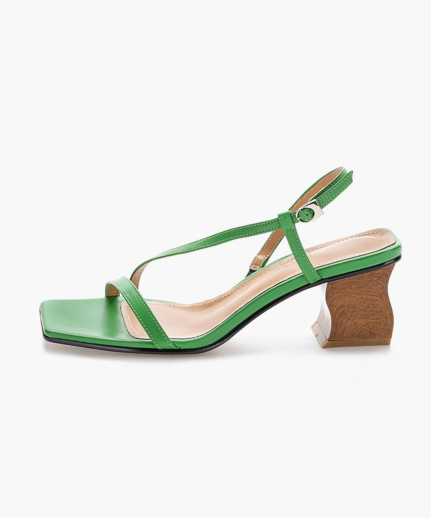Recur Ecur Anello Artistic Wooden Heel Strap Sandals Green 1209