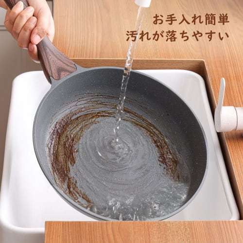 SENSARTE 28cm Frying Pan, Lightweight, Induction & Gas Compatible, Marble Coat, Non-Stick, Non-Toxic, Easy to Clean, Gray, High Heat Efficiency, One-Y