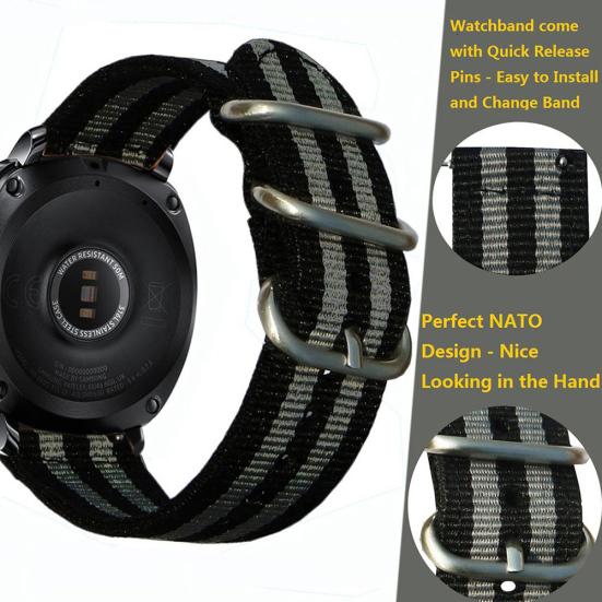 20/22mm Adjustable Military Thickened Nylon Replacement Watch Strap Wristband