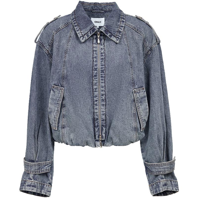 

ONLY Women s Distressed Washed Loose Fit Drop Shoulder Denim Jacket M