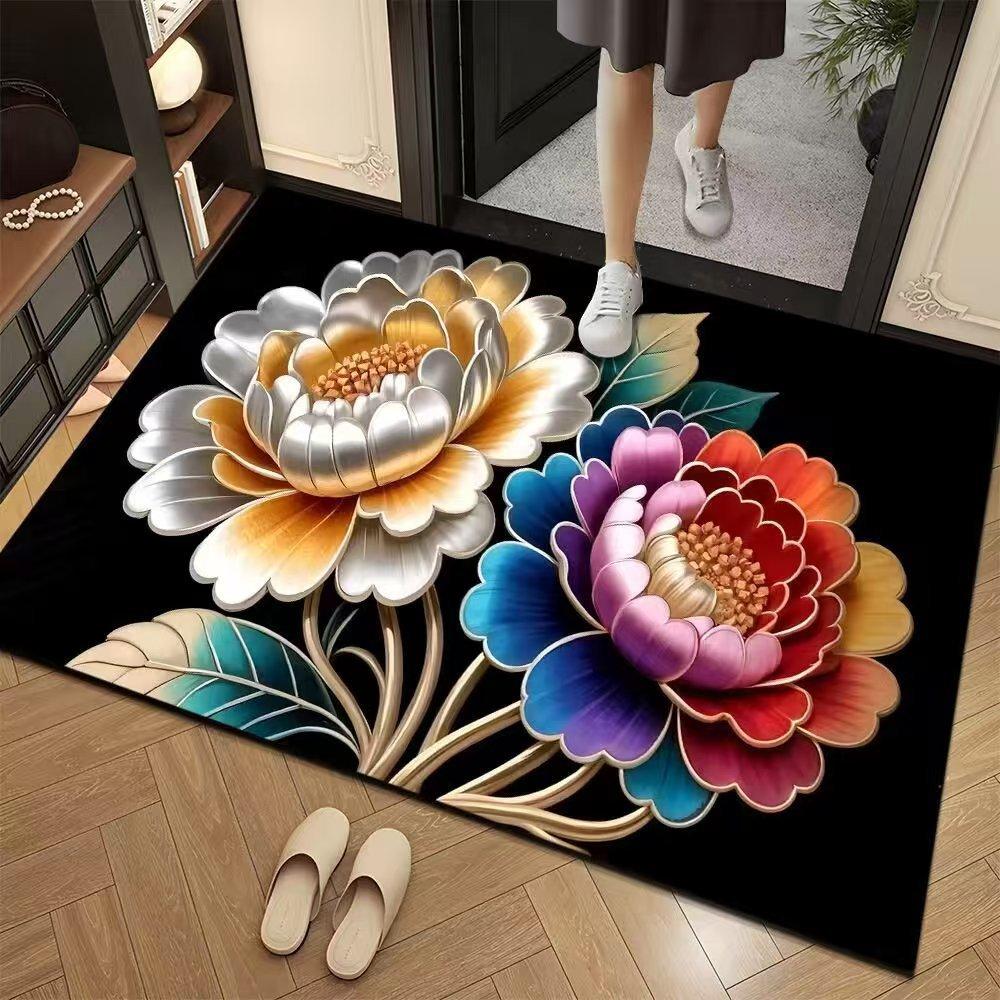 Floral Floor Mats Bathroom and Toilet Absorbent Anti Slip Floor Mats Entrance Door Mats Entrance Door Mats