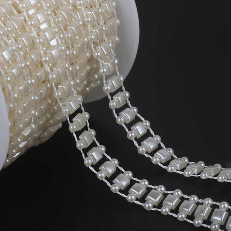 Dvouřadý perlový řetízek - půlkruhový ABS pro svépomocné šperky a svatební doplňky