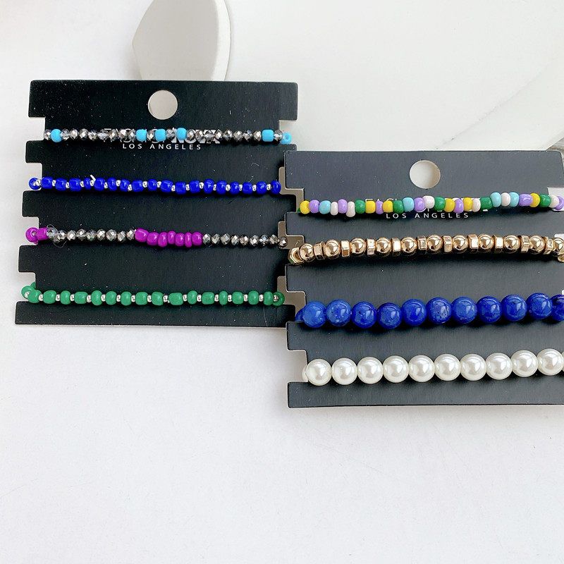 European and American Foreign Trade Jewelry Fashion Bracelets with a High-End Feel, Personalized Simple Elastic Dopamine Pearl Bracelet Set