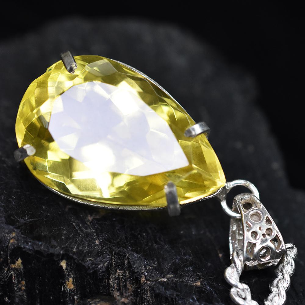 Yellow Topaz 73.2 Ct CERTIFIED Pear Pendant 925 Sterling Silver Best For Gift MY-PD-111-NS