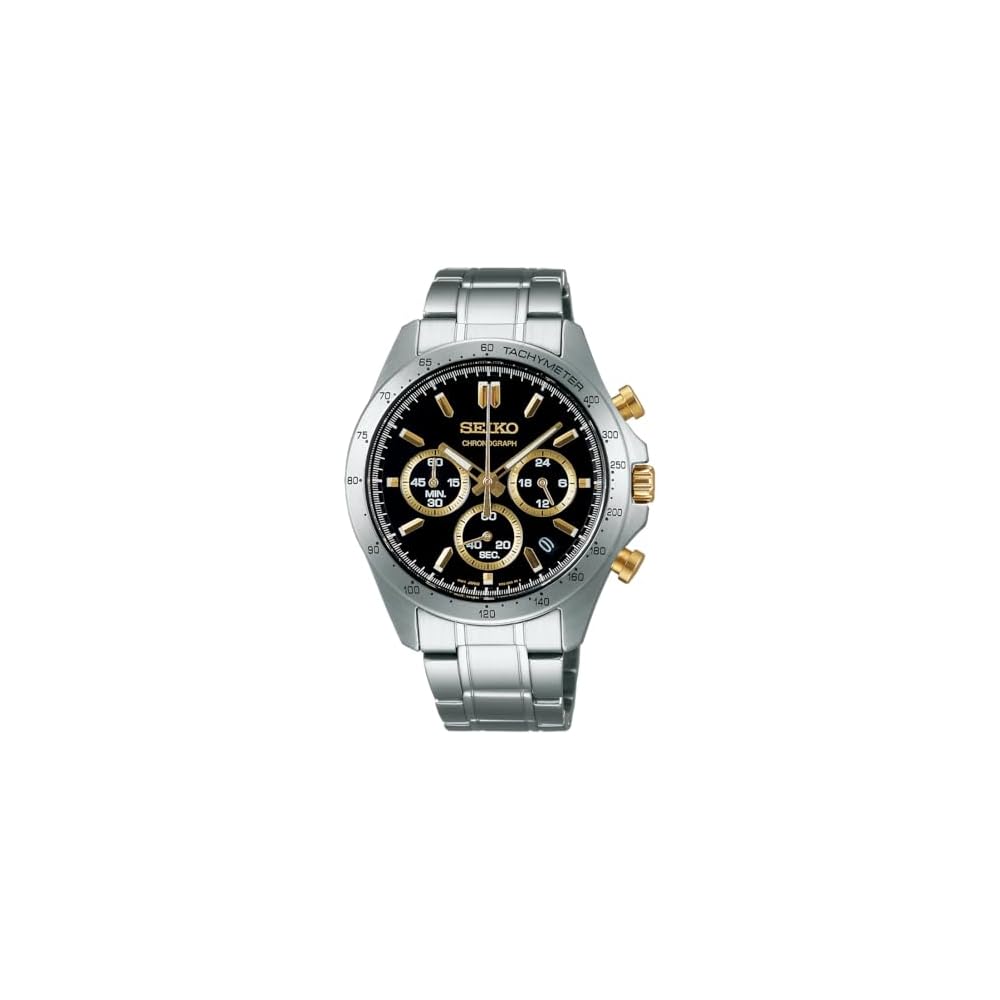 

Seiko Selection SBTR015 Men s Quartz Chronograph Watch Black Gold Dial Date Calendar Stainless Steel