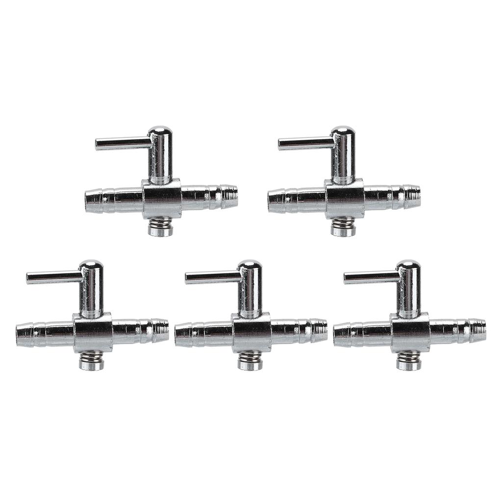 5 Pcs Aquarium Air Valve One Way Stainless Steel Flow Control Lever Valve for Fish Tanks