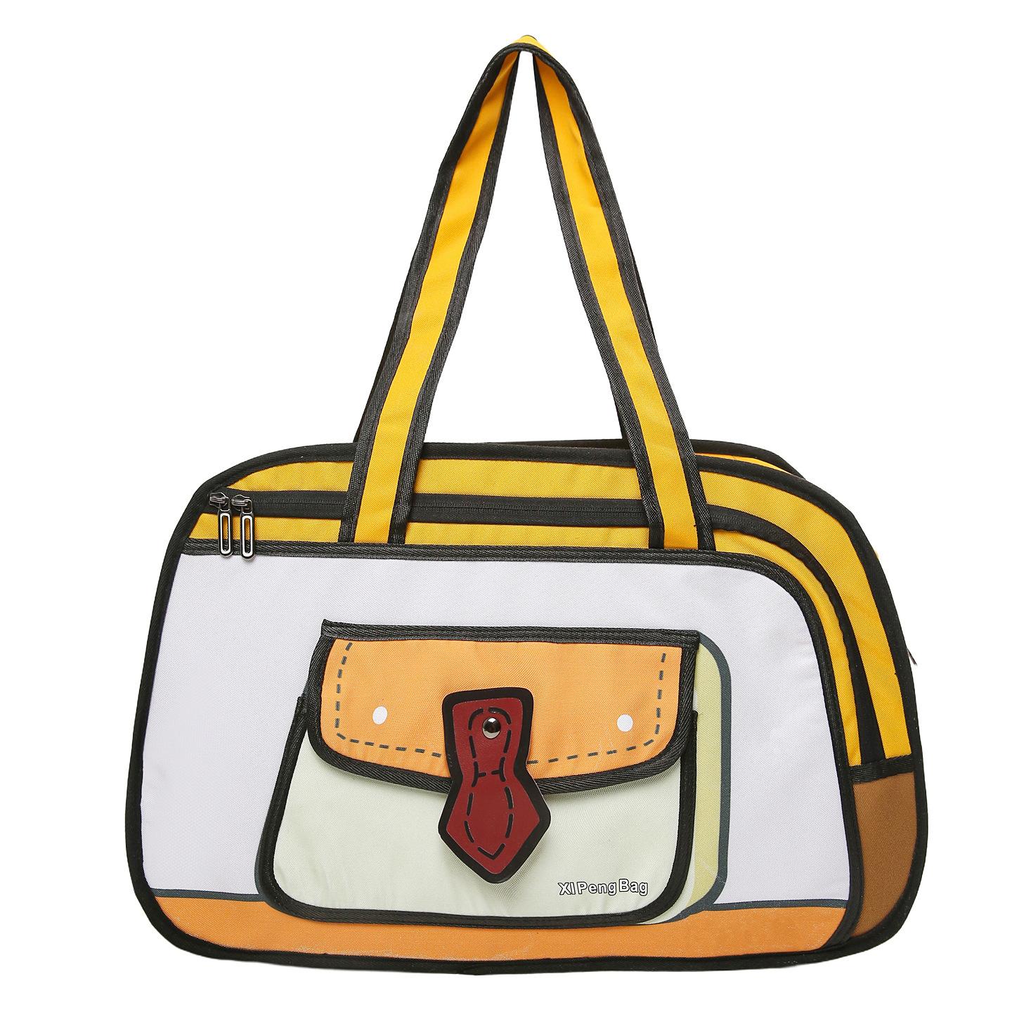 

Travel two-dimensional shoulder bag new trendy fashion handbag contrasting colors cute student party messenger animation bag