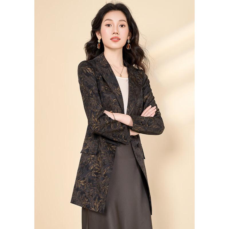 

Kebell Women s Chinese Jacquard Mid-Length Blazer 4XL