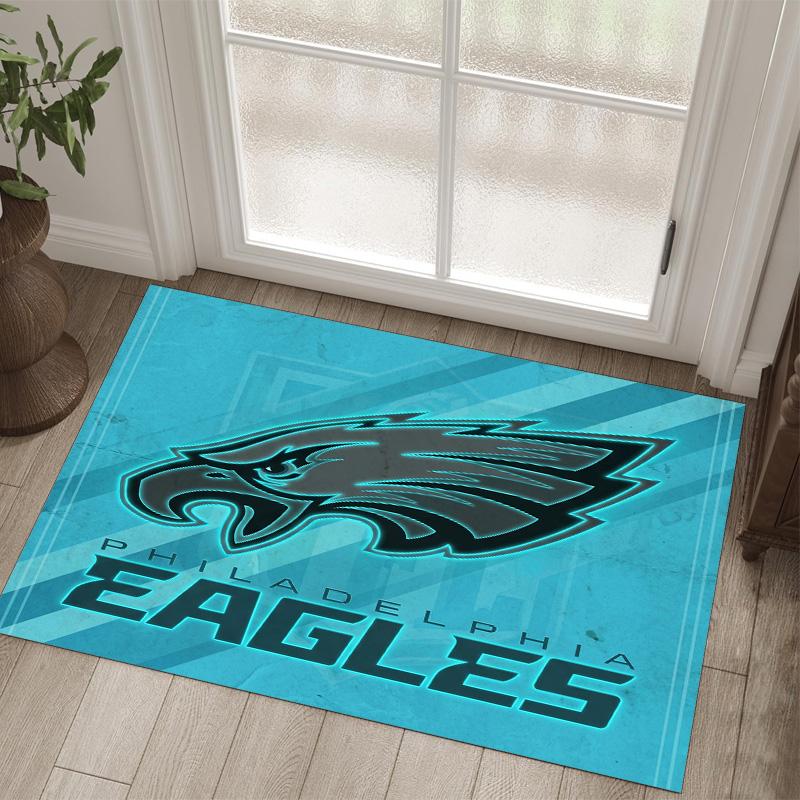 Philadelphia Eagles Design Kristall-Samt-Teppich Gemütlich Nicht?Rutschfester Teppich mit Aufdruck für Schlafzimmer Wohnzimmer Eingang