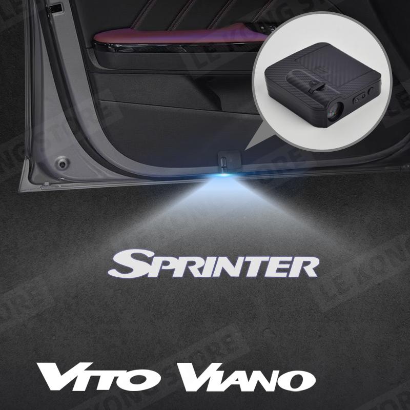 For Viano Vito Sprinter Emblem W906 W907 313 W639 Car Door Light Welcome Lamp Wireless Projector Auto Decoration HD LED