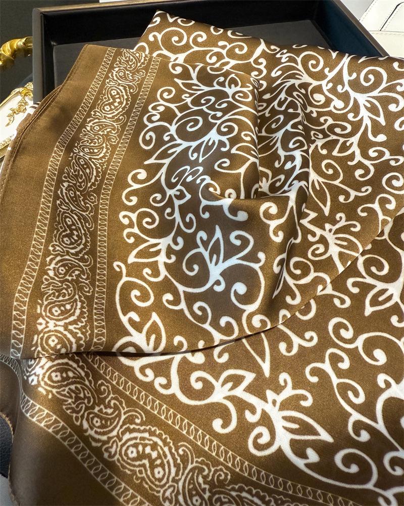 Fashion Paisley Print Shawl Square Scarf for Women Soft Satin Wraps Neckerchief Female Hair Bands Ribbon Headband Bandana