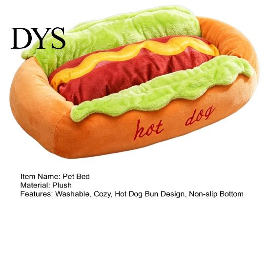 Acogedora Cueva para Gatos de Interior Cama Perro Hot Dog, Adorable Acogedora Almohadilla Extraíble Lavable, Divertido Cómodo Felpa Mascota Esterilla Cama Panecillo para Perros Pequeños Gatos Sofá Suave