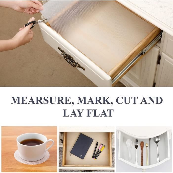 Hersvin 60cmx500cm Tapis Fond de Tiroir Antiderapant Non-adhésif DIY Tapis de Refrigerateur Placard Etagere Frigo, EVA Plastique243