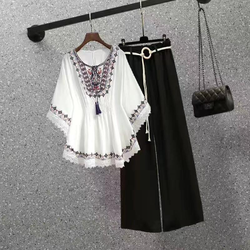 

Комплект из двух предметов Модный костюм Брюки Женские Весна Осень Топ Темперамент Девять Леггинсы Белый Черный XXXL белый