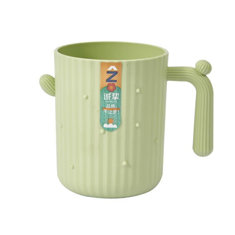 Mouthwash Cup, Cartoon Cactus Couple's Home Splash-proof Portable Toothbrush Cup, Cute Plastic Washbasin Cup, Tooth Tank