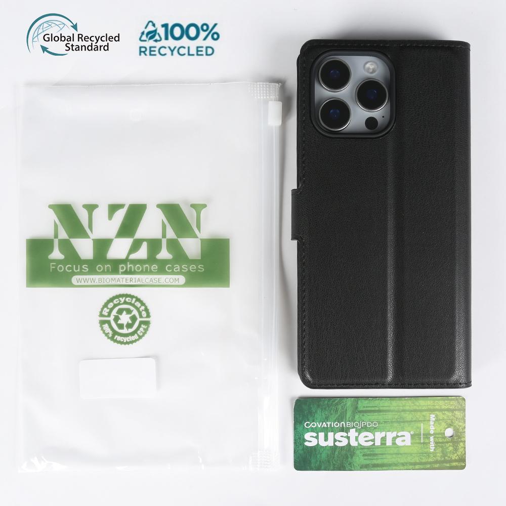 For iPhone 16 Pro Stand Case Biobased Eco-Friendly RPET RPVB Slim Phone Cover with Wallet