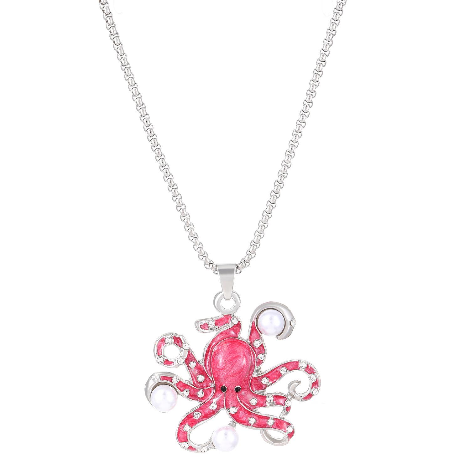 

Новое креативное ожерелье-осьминог, детская нишевая цепочка для свитера 2026, кулон премиум-класса с жемчугом, бриллиантами и мультяшным кулоном